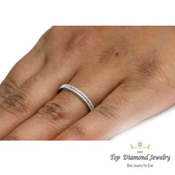 0.24ct 14k WG Diamond Eternity Wedding Ring SZ 5 7 - Picture 2 of 5